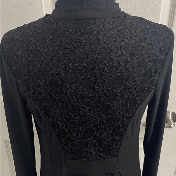 Joseph Ribkoff Elegant Fitted Black Cover Up Jacket Long Sleeves Lace Back Sz 10 - Picture 7 of 12